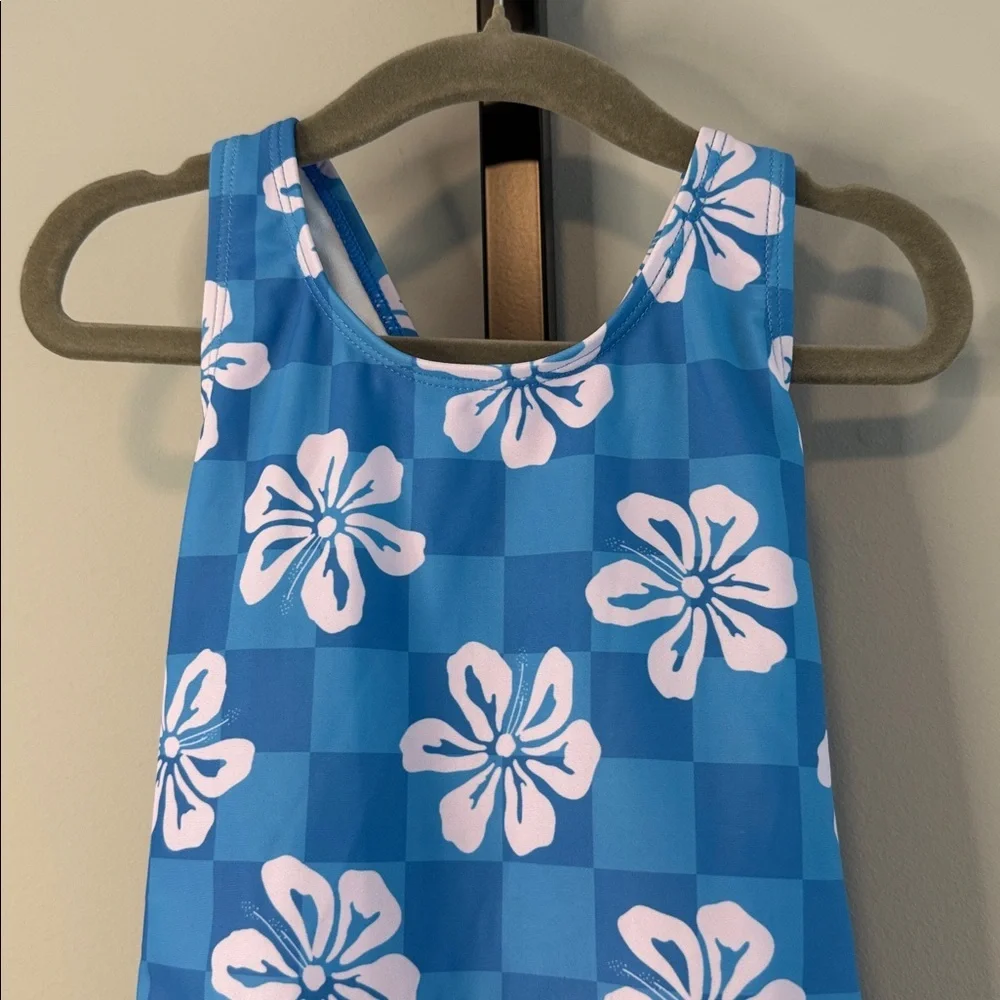 Little Surfer Dude Girls Blue Hibiscus One-Piece Swimsuit Size 2T New NWOT